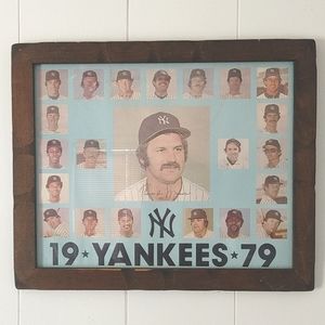 1979 New York Yankees Team Headshot And Signature Framed Poster Thurman Munson